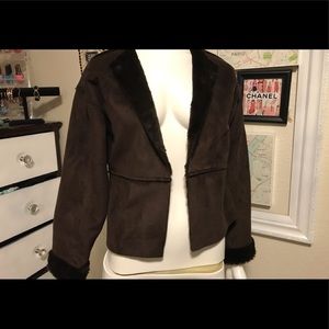 Banana Republic Brown suede faux fur lined jacket
